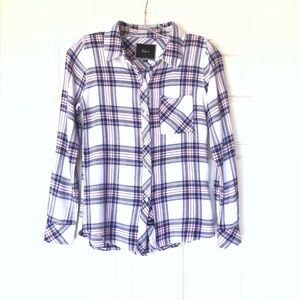 Rails Hunter Plaid Flannel Shirt Top Pink Blue XS